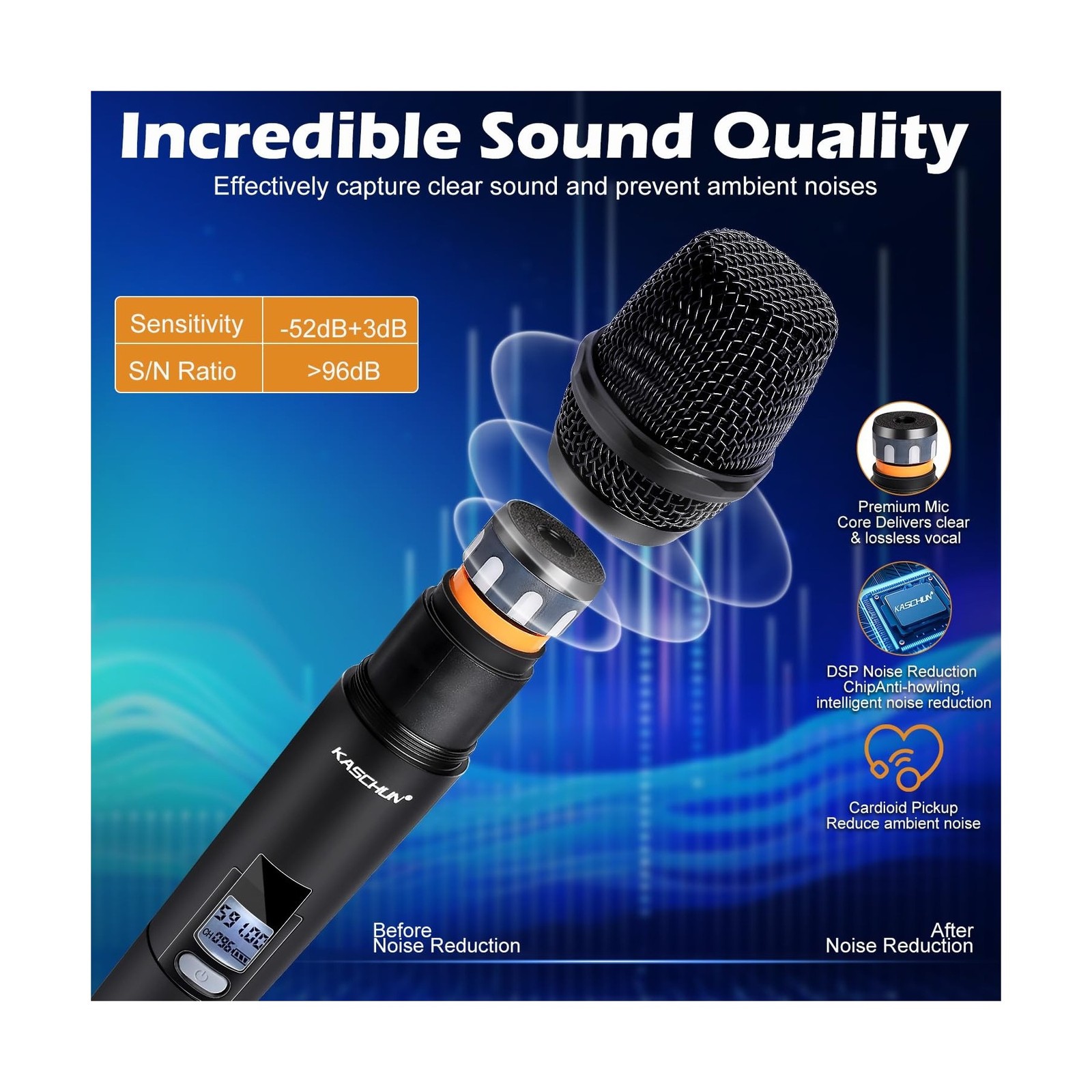 Wireless Microphone System，Cordless Handheld Microfono Inalambrico，