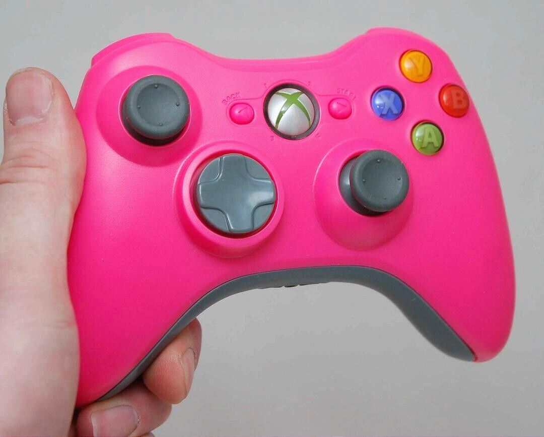 Official Microsoft XBox 360 PINK/Grey Gray Wireless Controller game gaming oem