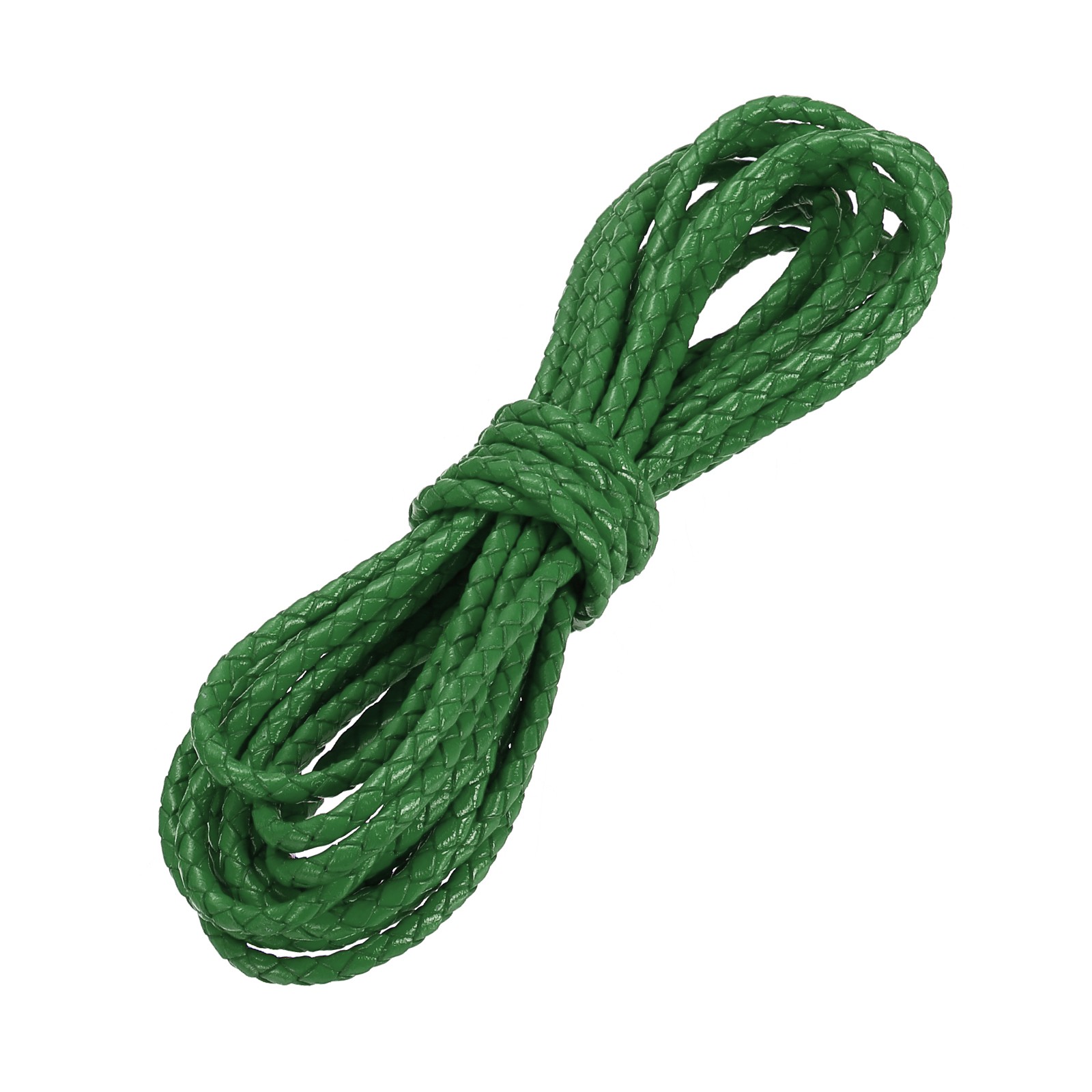 3mm Braided Leather Cord Round Braided Faux Cord, Dark Green, 3.3 Yard