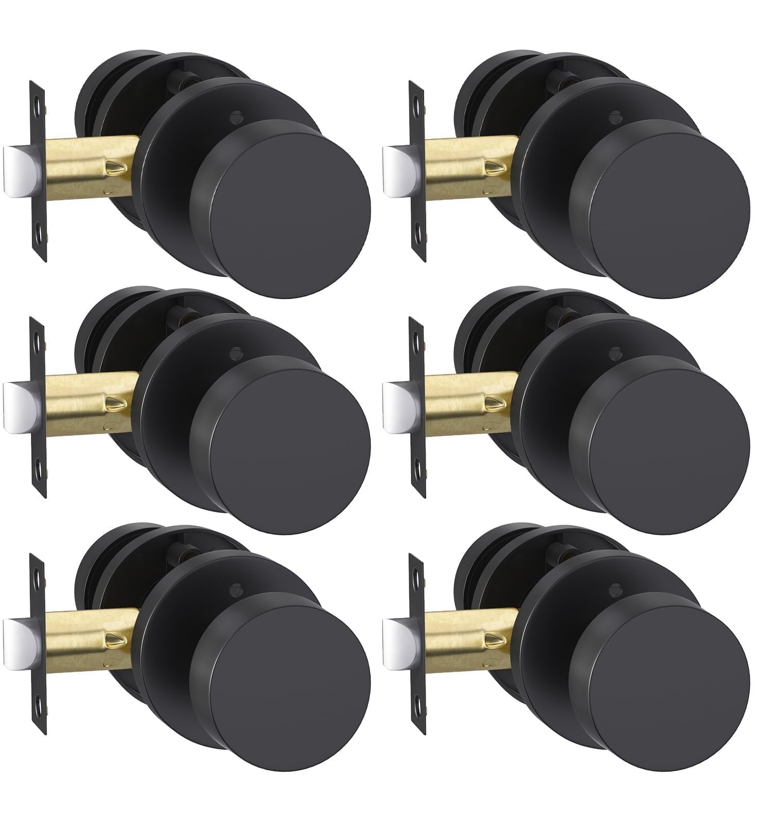 Goldenwarm Black Door Knobs Interior, Zinc Alloy Matte Black Privacy Door Kno...