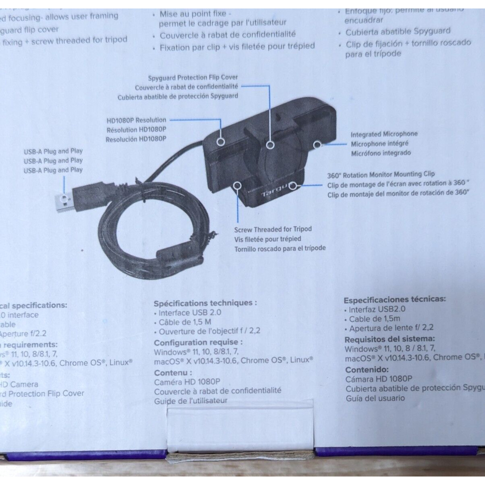 Targus Webcam Pro 1080P HD Camera 360 Rotation, Integrated Mic - Windows | MacOs