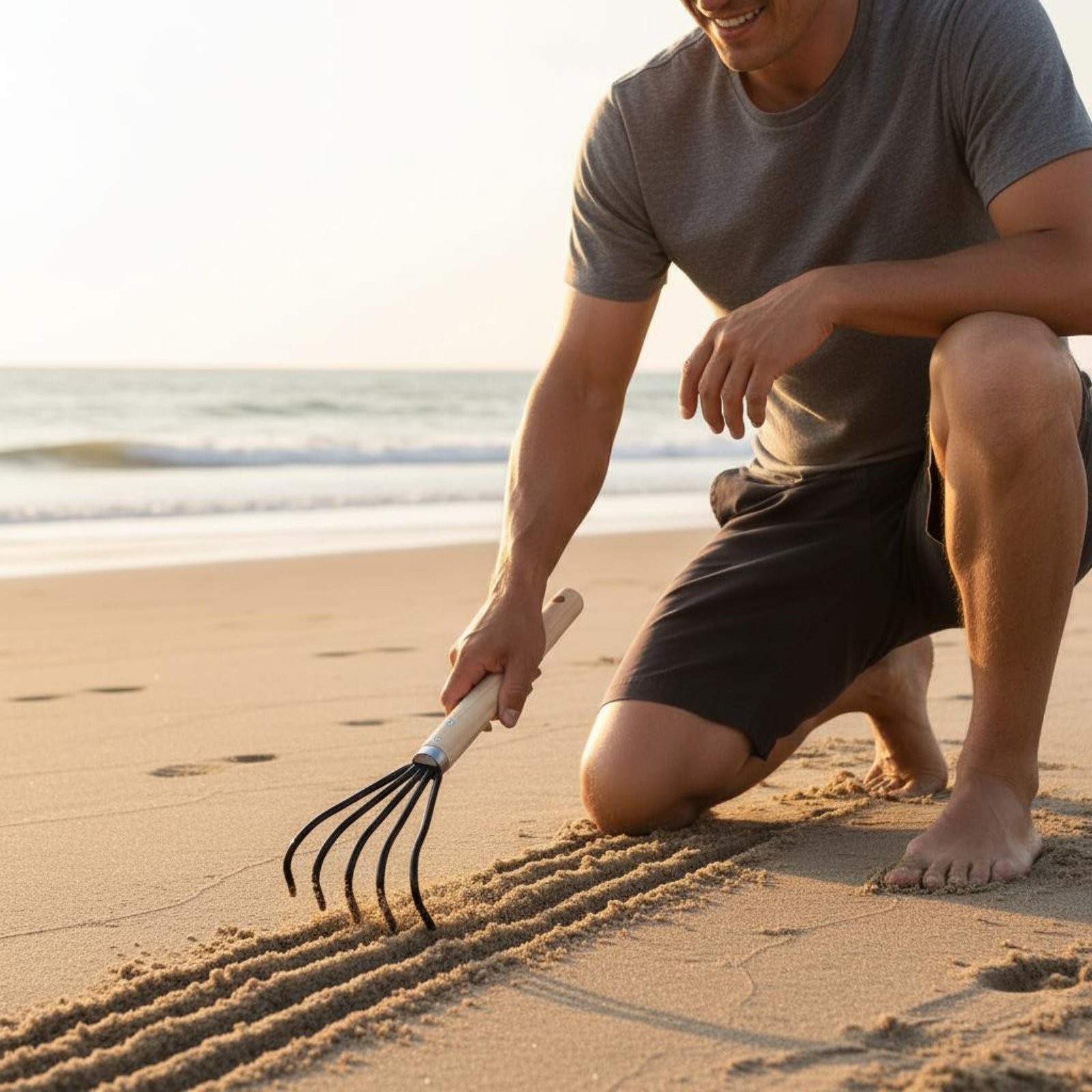 5-Prong Rake Five Tines Seafood Digging Rake Multi-Use for Beach