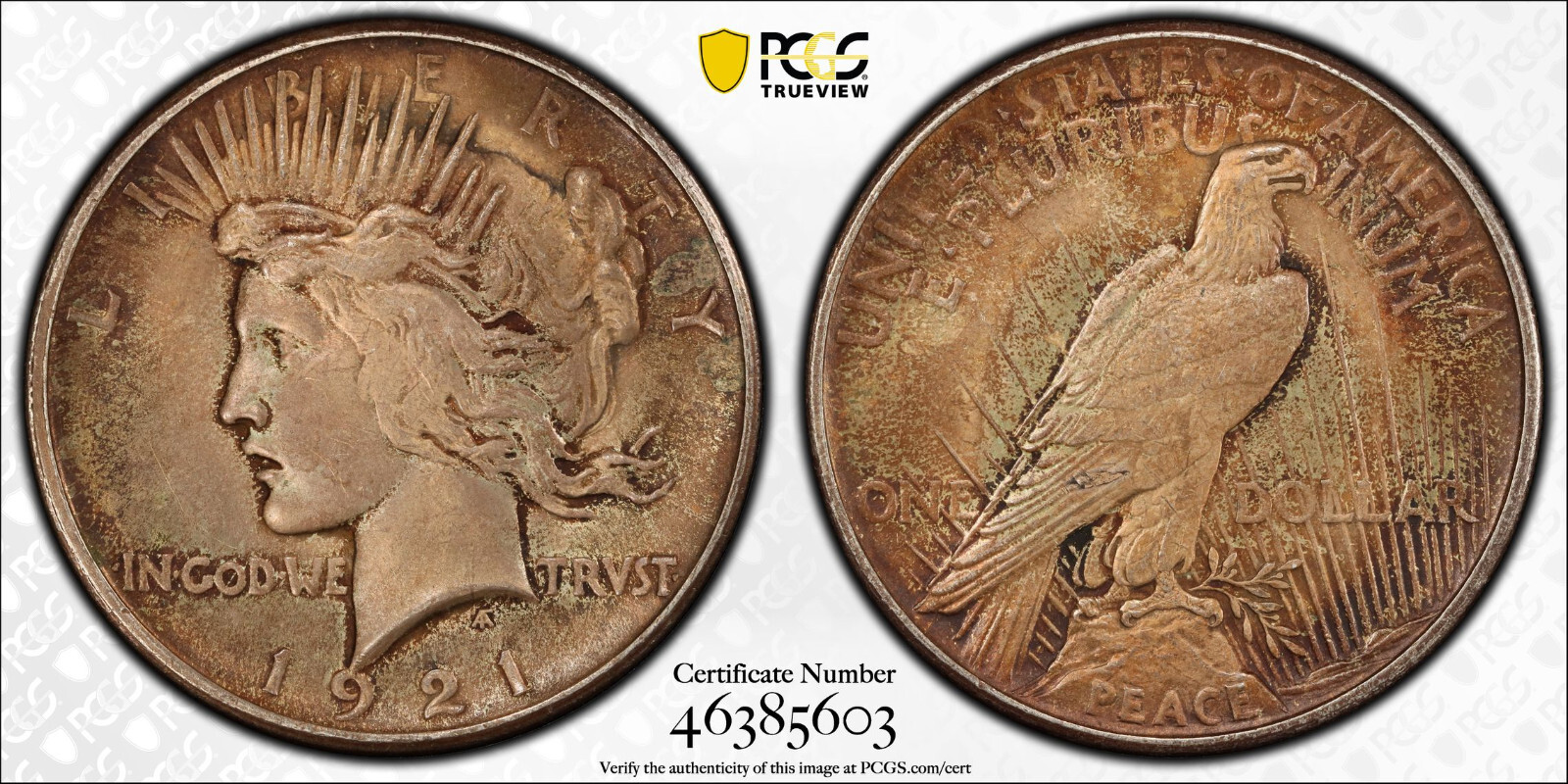 1921 P PCGS MS62 High Relief Peace Silver Dollar