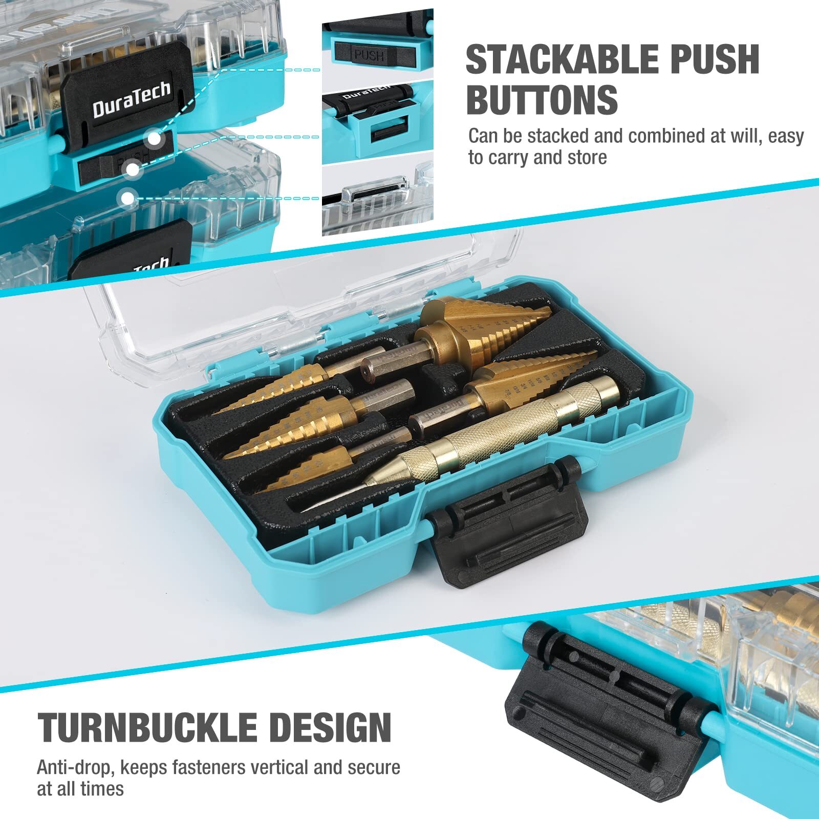 DURATECH 6PC Step Drill Bit Set Automatic Center Punch Titanium Coated Drill Bit