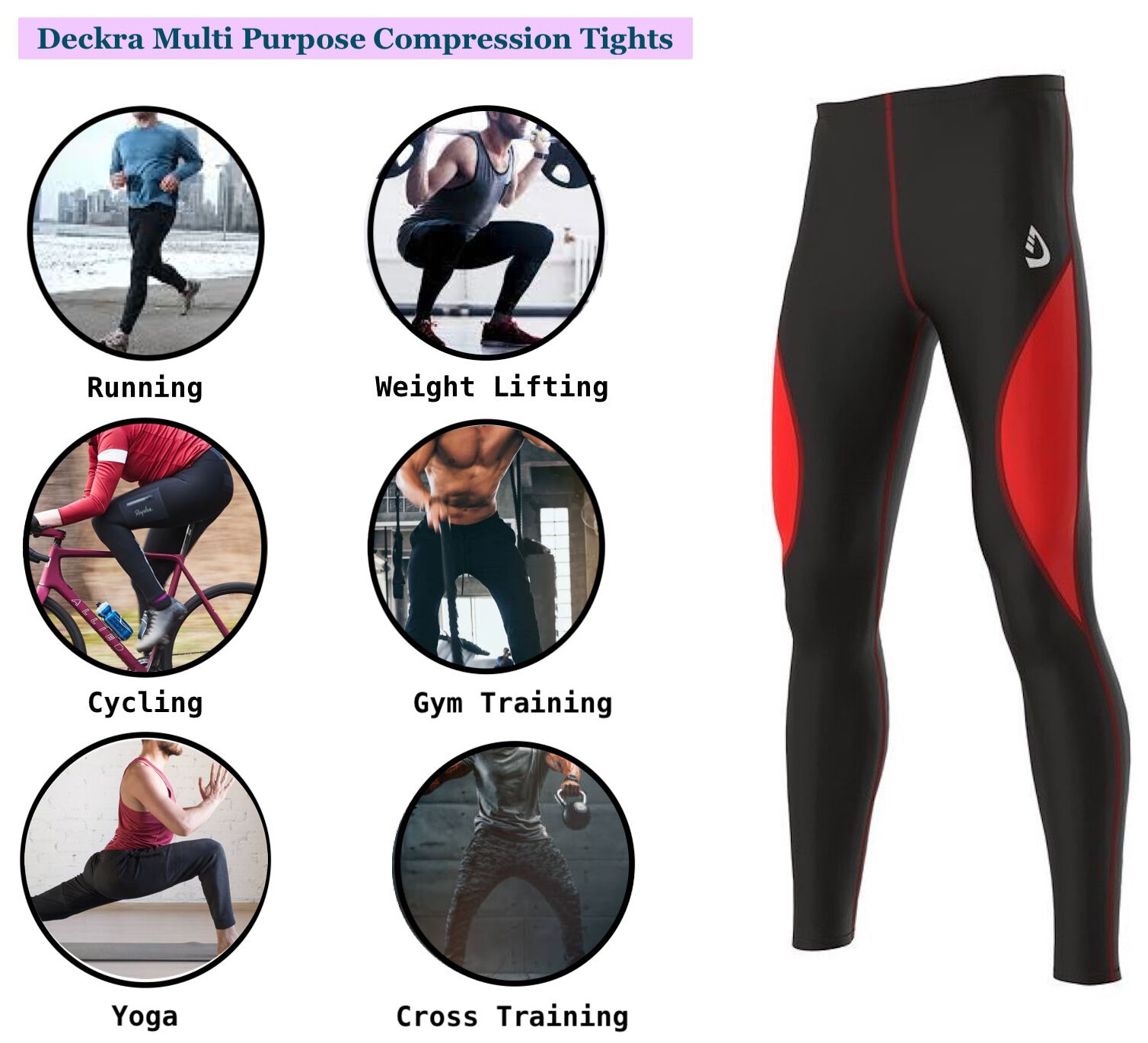 Men's Compression Skin Fit Armour Tights Gym, Running Yoga Active Pants Pack 03
