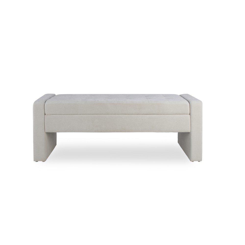 50" Modern Upholstered Storage Bench with Tufted Seat, Fabric Ottoman Bench