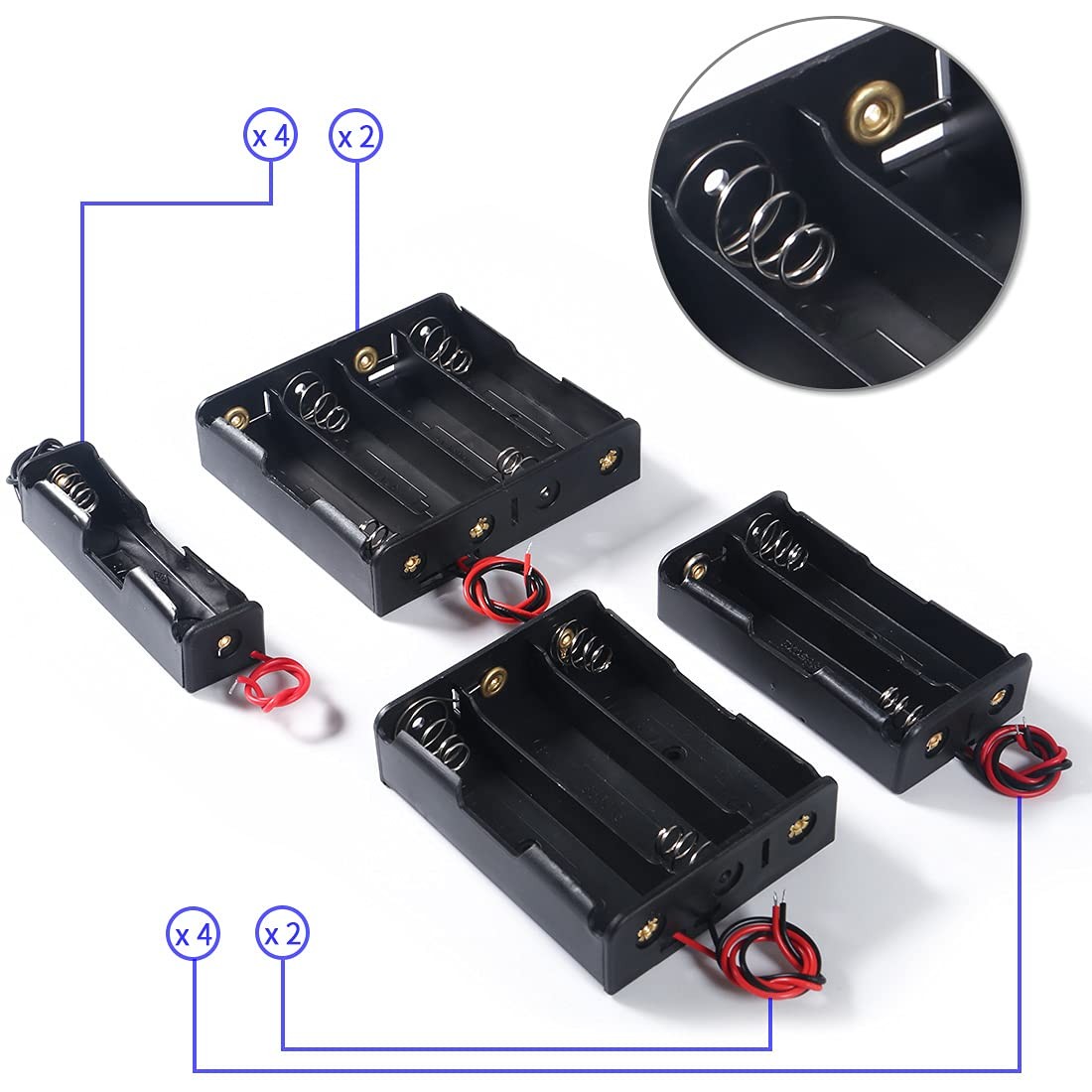 DORHEA 12PCS 18650 Battery Holder Bundle with Wire 18650 Battery Holder Case ...