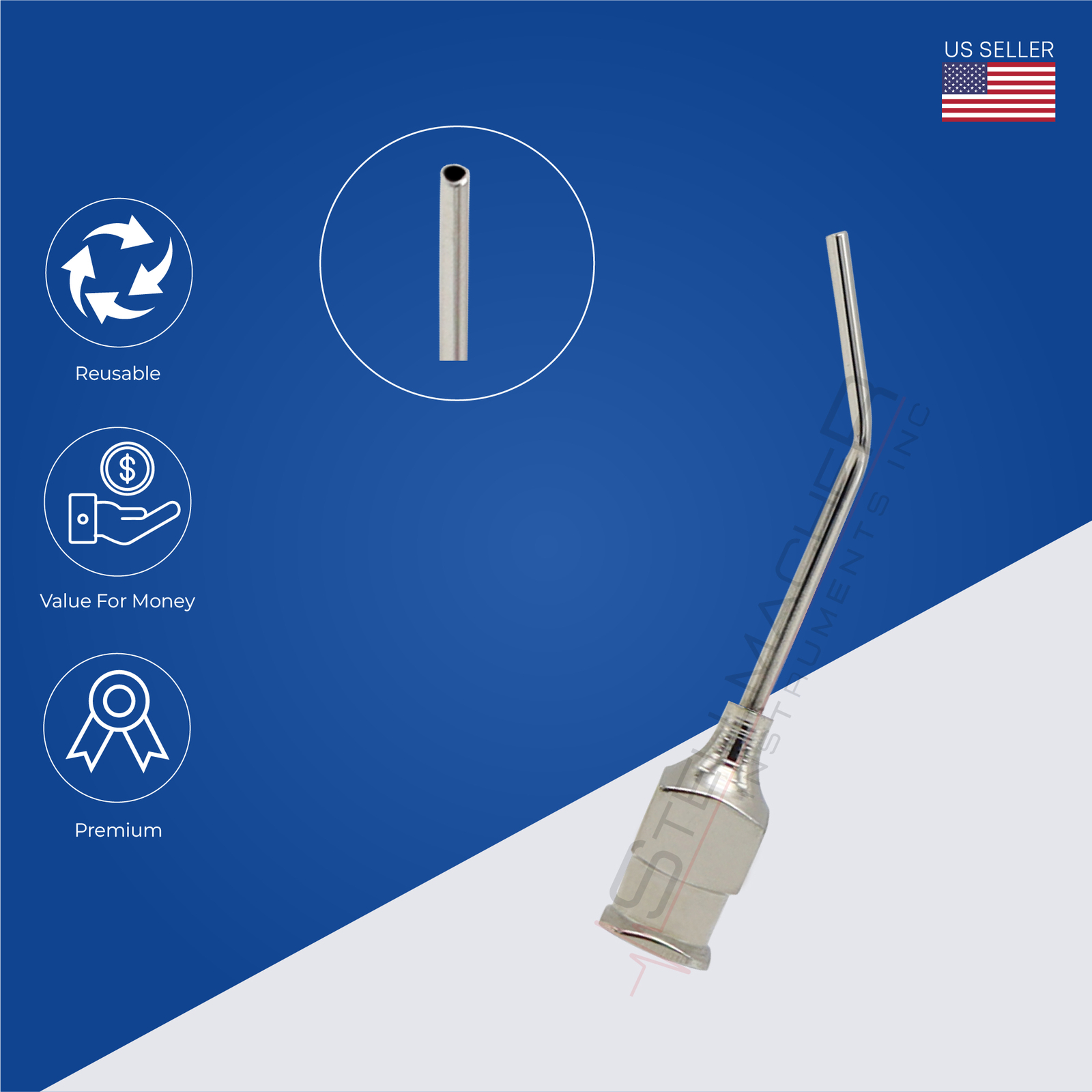 Irrigating Cannula Bonn Model 19G Round Tip Ophthalmic Surgical Instrument