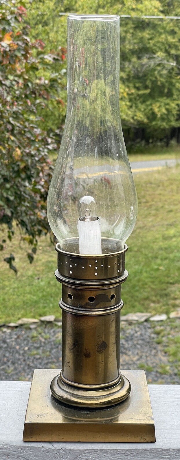 Vintage Brass Lamp Lantern Nautical Lighting Mid-Century Deco Design
