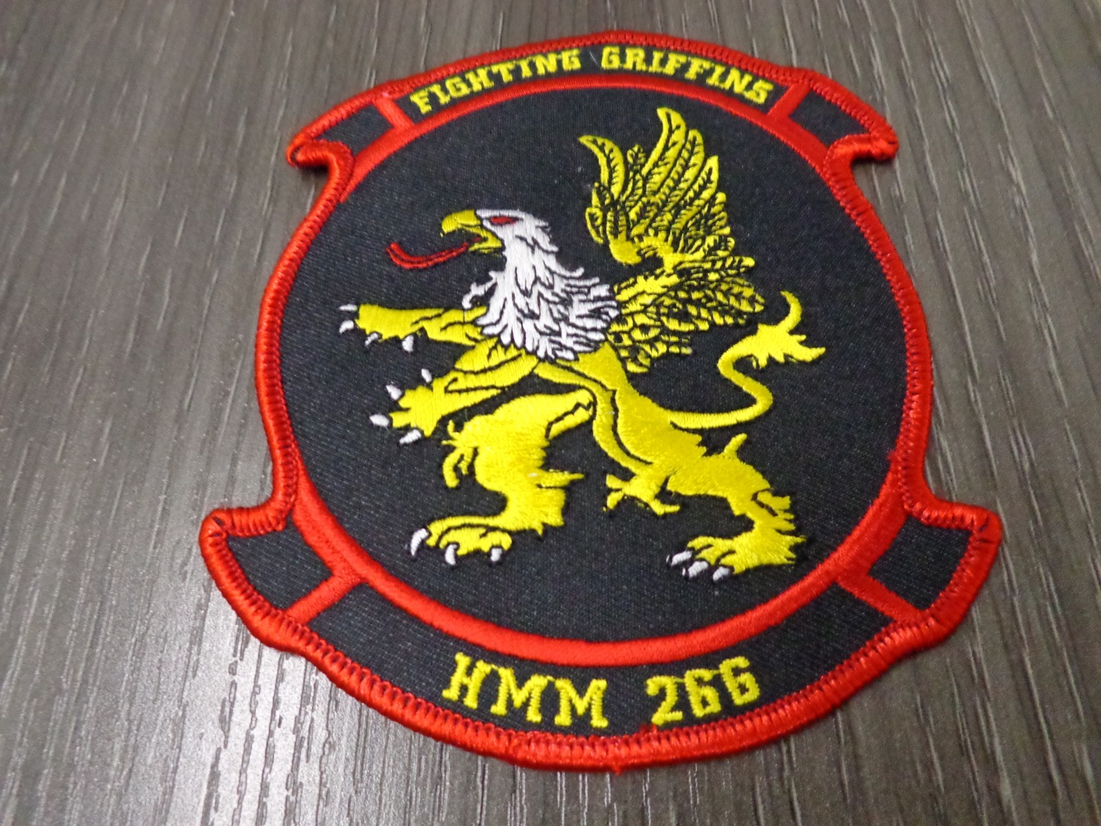 4.5" MARINE CORPS HMM-266 FIGHTING GRIFFINS HELI SQUAD EMBROIDERED JACKET PATCH