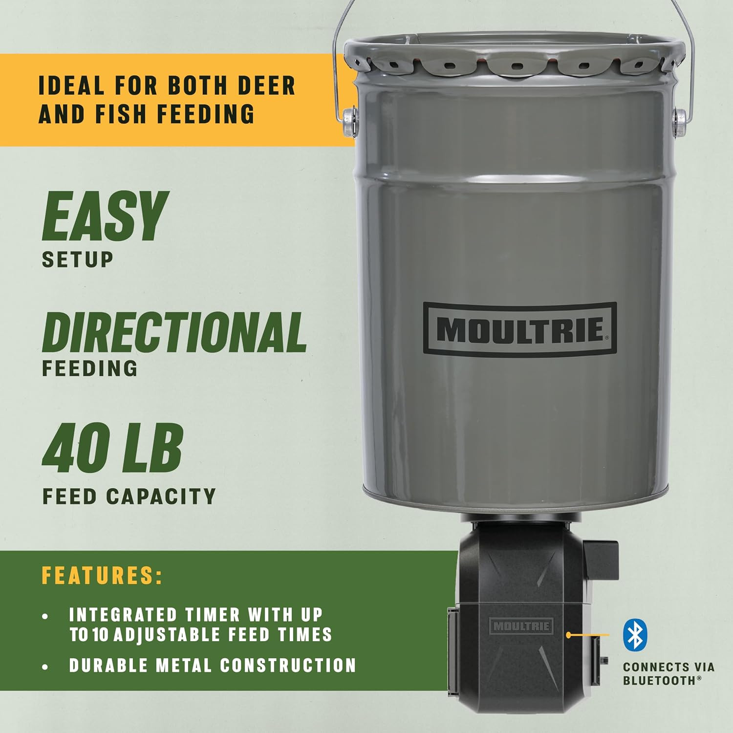 All-In-One Hanging Directional Feeder - 40 Lb, Bluetooth App | Bluetooth App Con