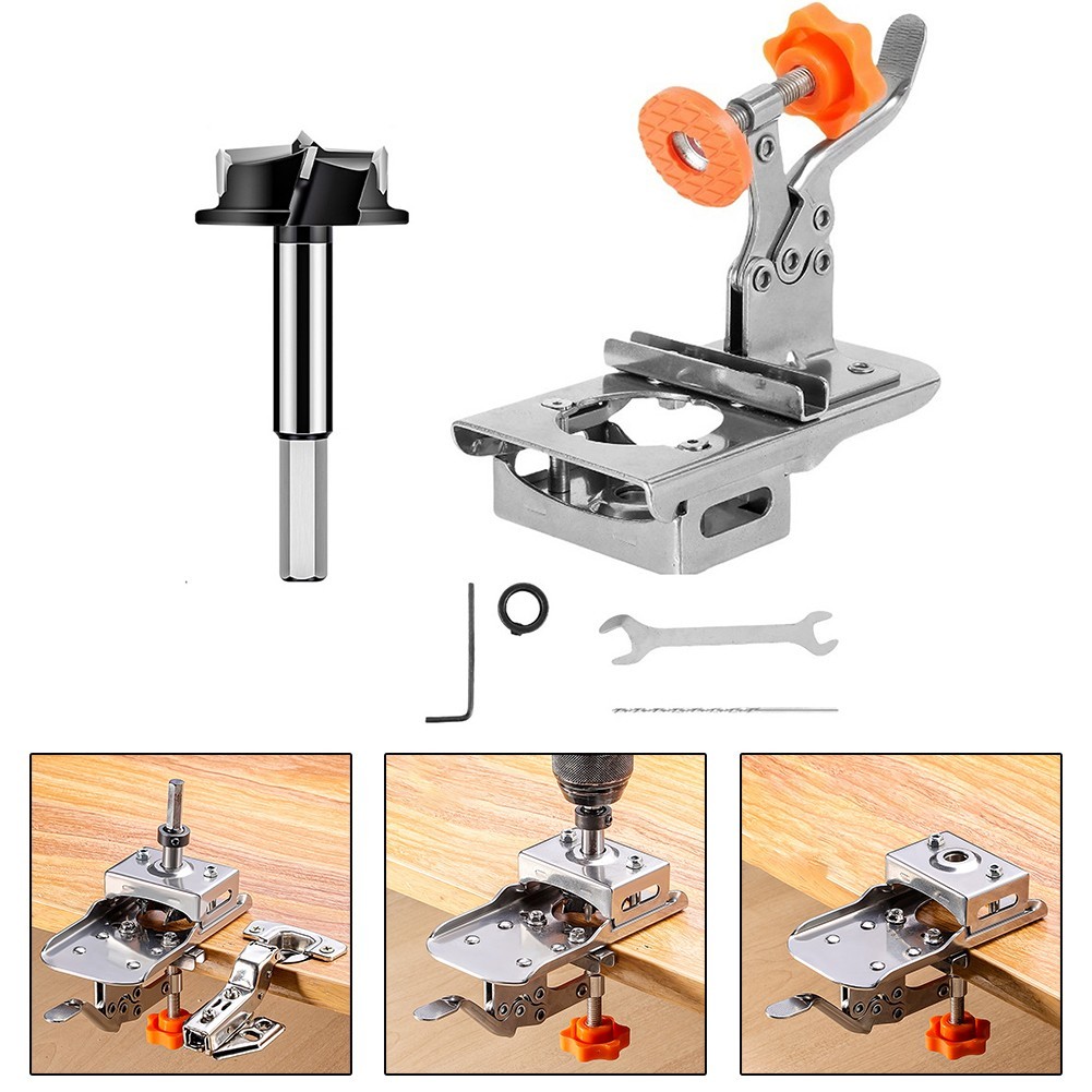 35mm Concealed Hinge Drilling Jig Bits Woodworking Hole Drilling Guide Locator