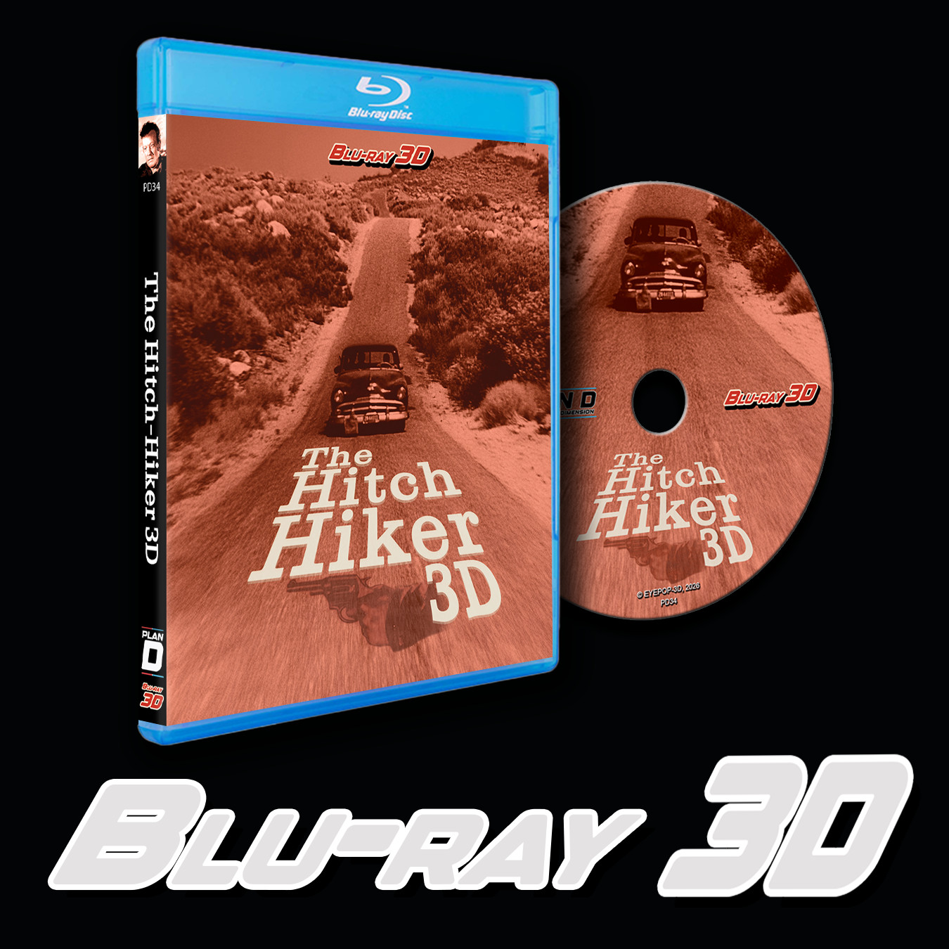 3D Blu-ray - The Hitch-Hiker 3D 1953, Digital 3D + Anaglyph 3D