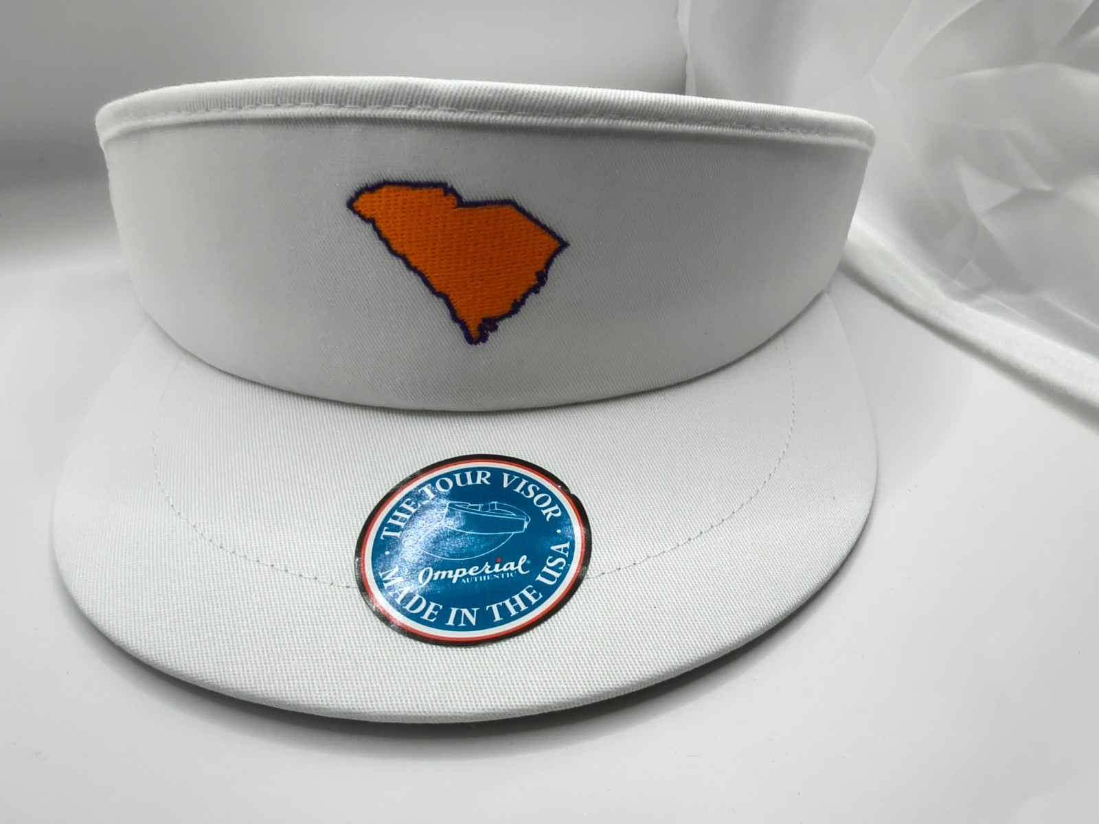 Imperial 3161 Tour Visor South Carolina Clemson Colors White Golf Hat NWT
