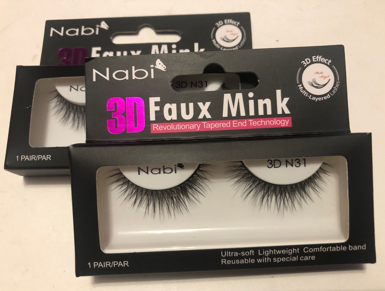 (Lot Of 2 Pair) False Eye Lashes 3D Faux Mink Nabi 3D N31 Reusable Beauty