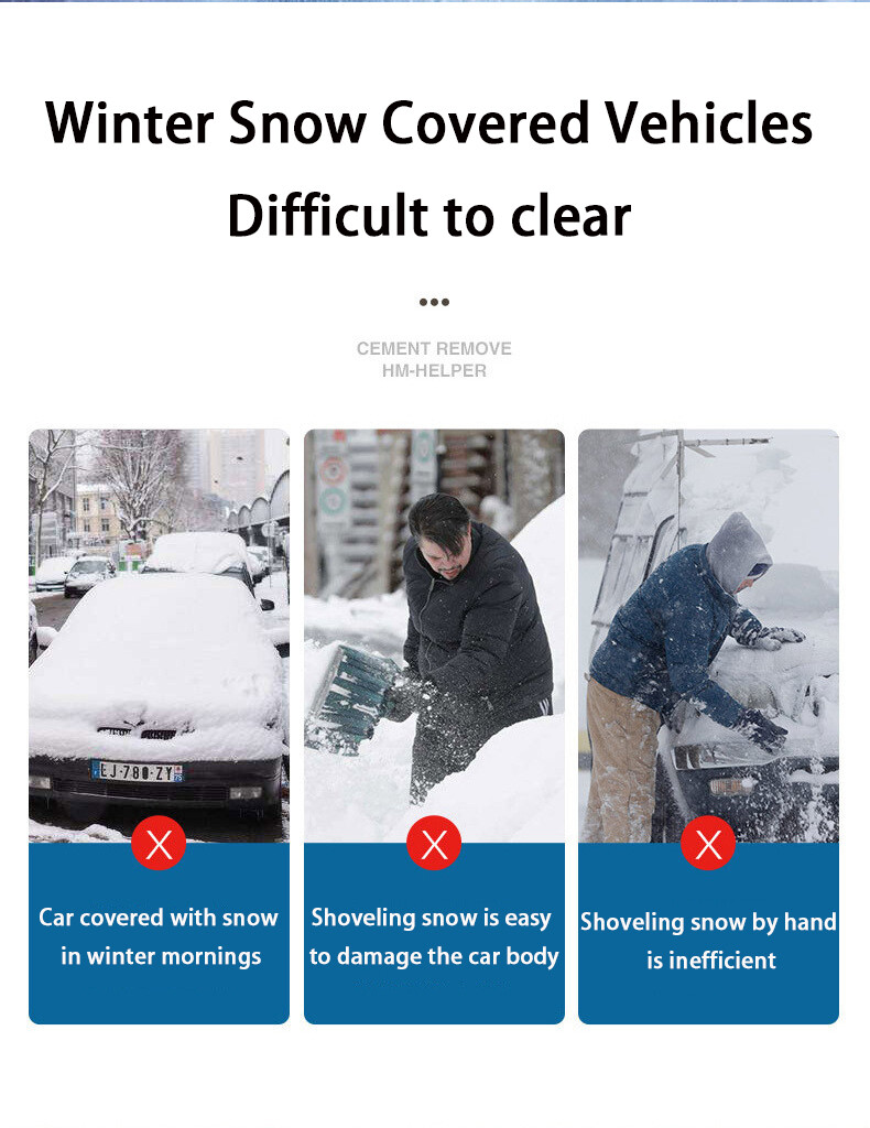 2-in-1 Ice Scraper W/ Brush Car Windshield Detachable Snow Remove Cleaner Orange
