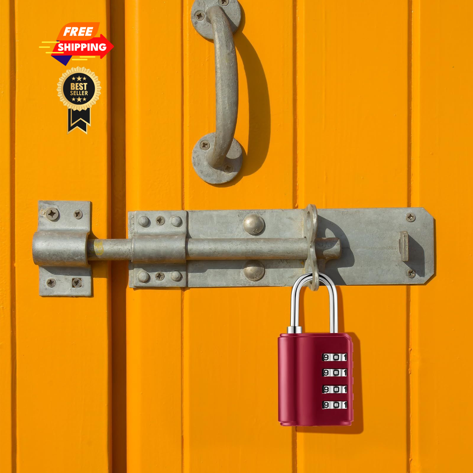 Kenning 10 Pcs Combination Padlock 4 Digit Lock with Keys Red