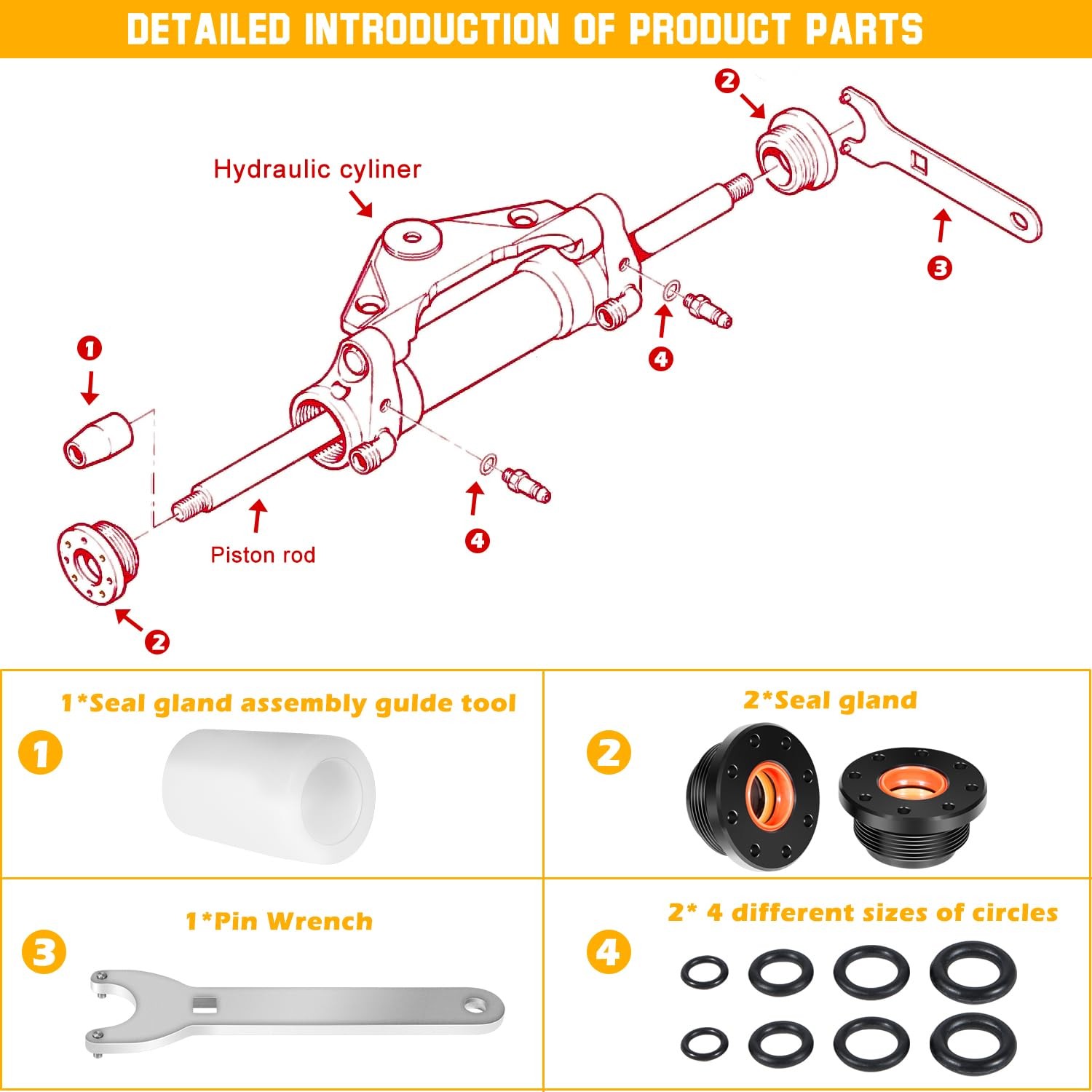 HC5345 Seal Kit for SeaStar Hydraulic Steering Cylinder - with Pin Wrench
