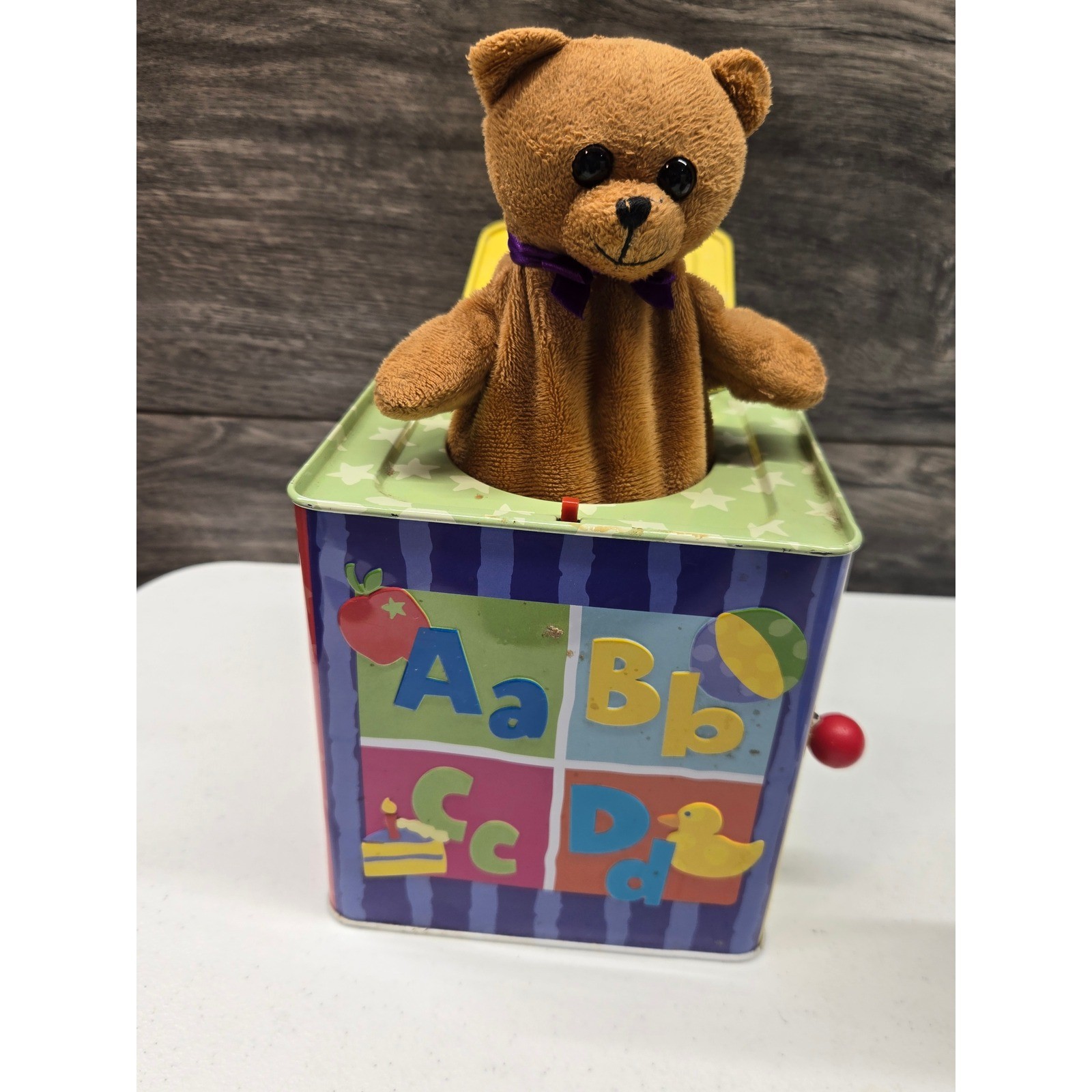 Imaginarium Jack in the Box Plush Brown Bear Musical Tin Toy ABCs Numbers