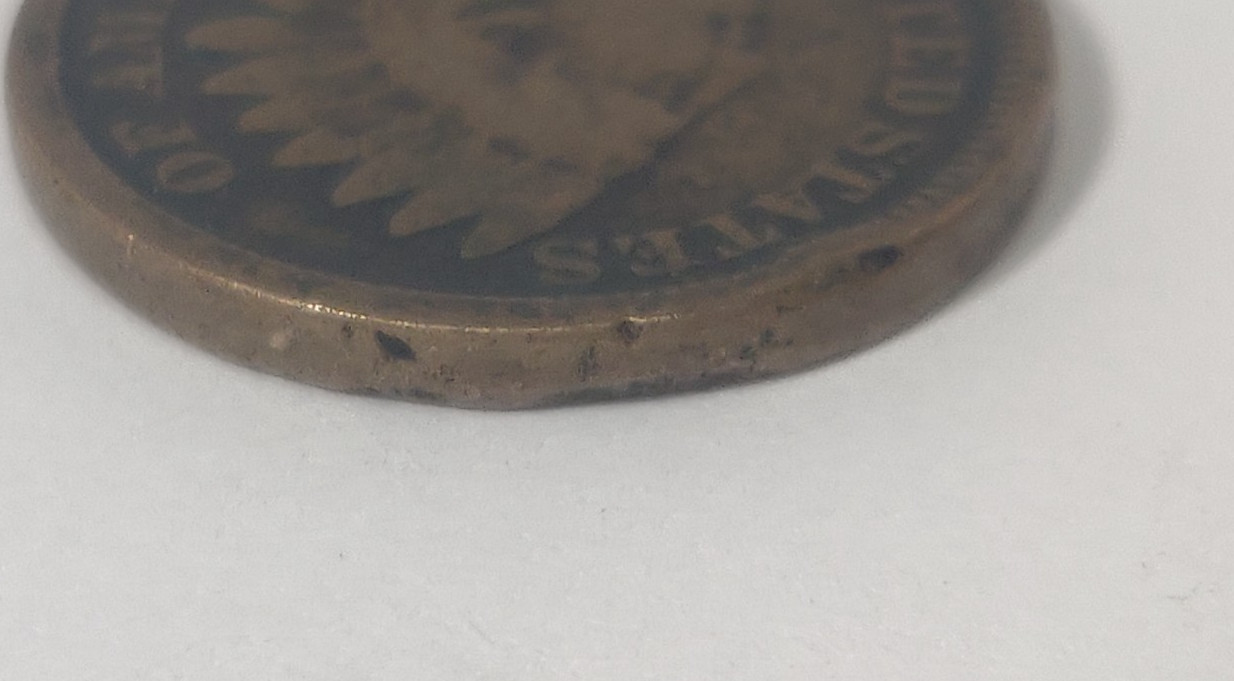 1863 INDIAN HEAD CENT WITH RIM DINGS