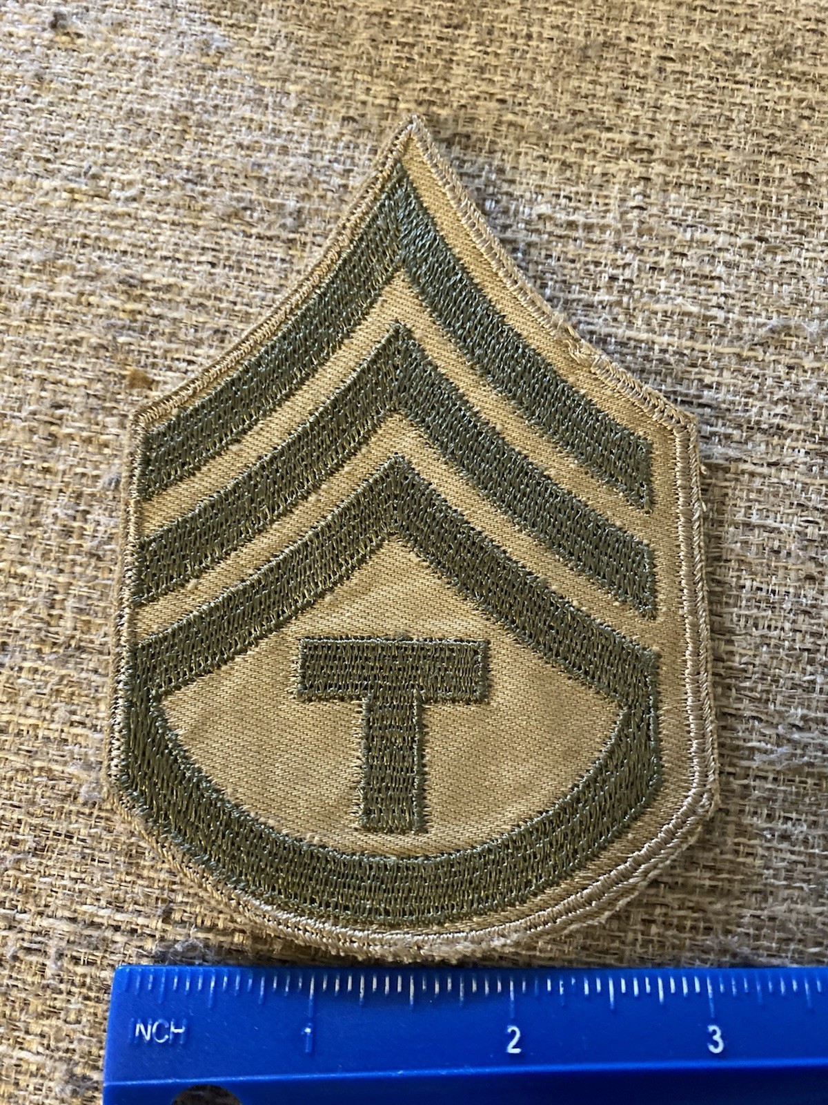 WWII US Army Technical Third Grade T/3 Enlisted Patch Tan