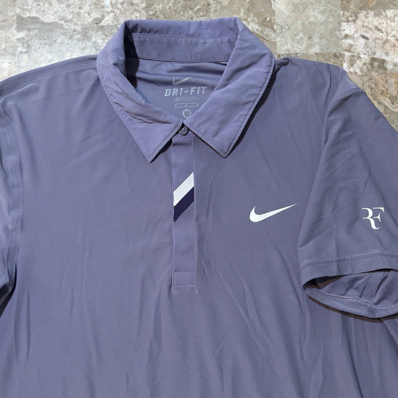 Nike Court Polo Shirt Mens Medium Purple 2010 Basel Roger Federer Tennis 383048