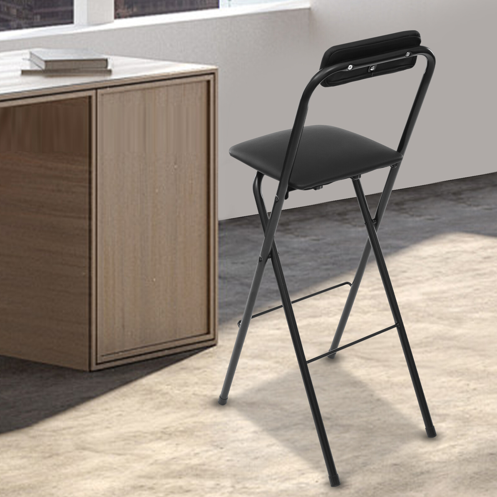 Stylish Foldable Bar Chair - Compact, Sturdy, and Comfortable Design US~
