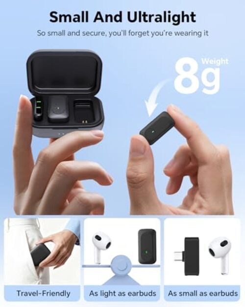 Wireless Lavalier Microphone for iPhone/Android Phone/Laptop/PC, Mini Lapel