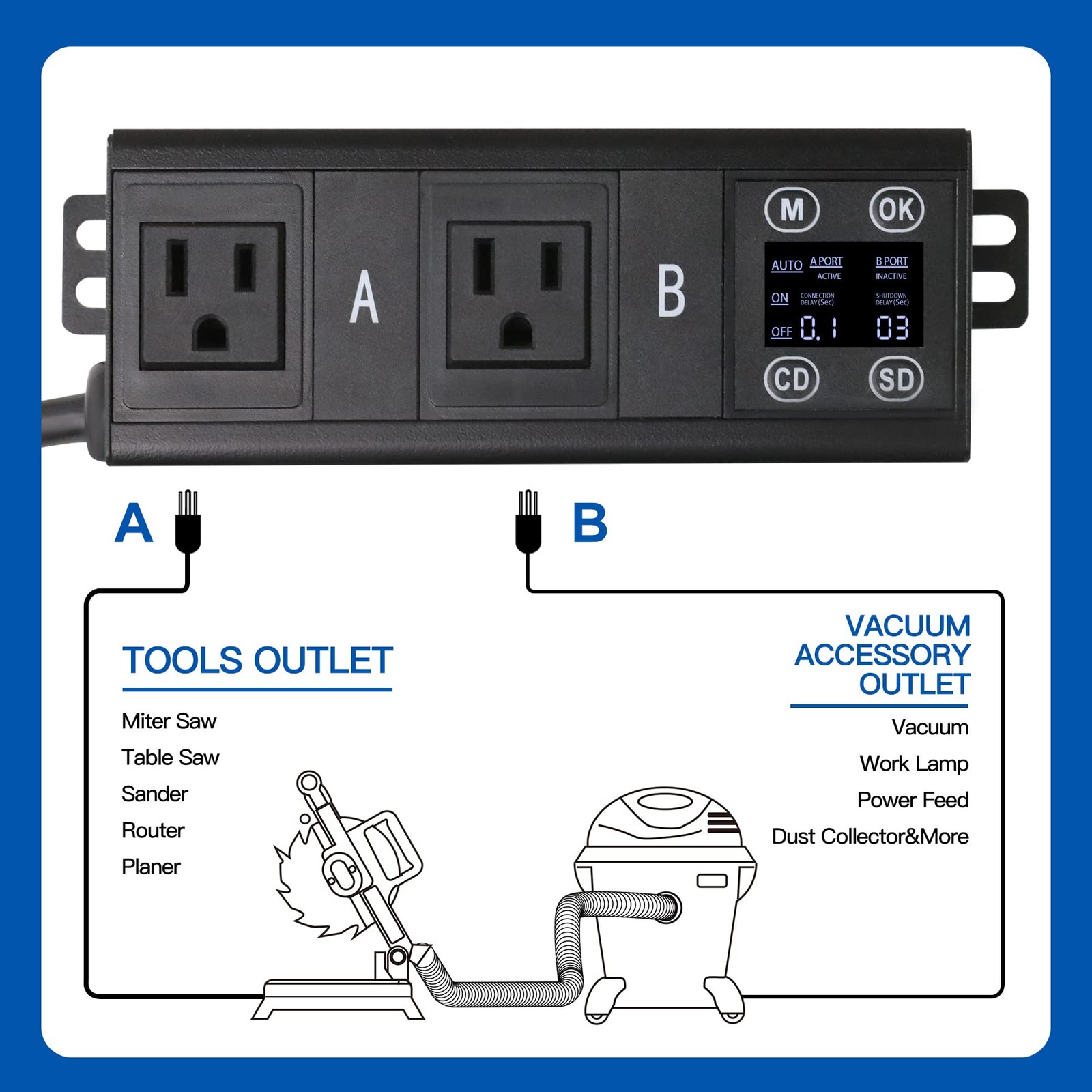 Automatic Vacuum Switch For Power Tools Dust Control Auto Switch To Turn Vacuum/