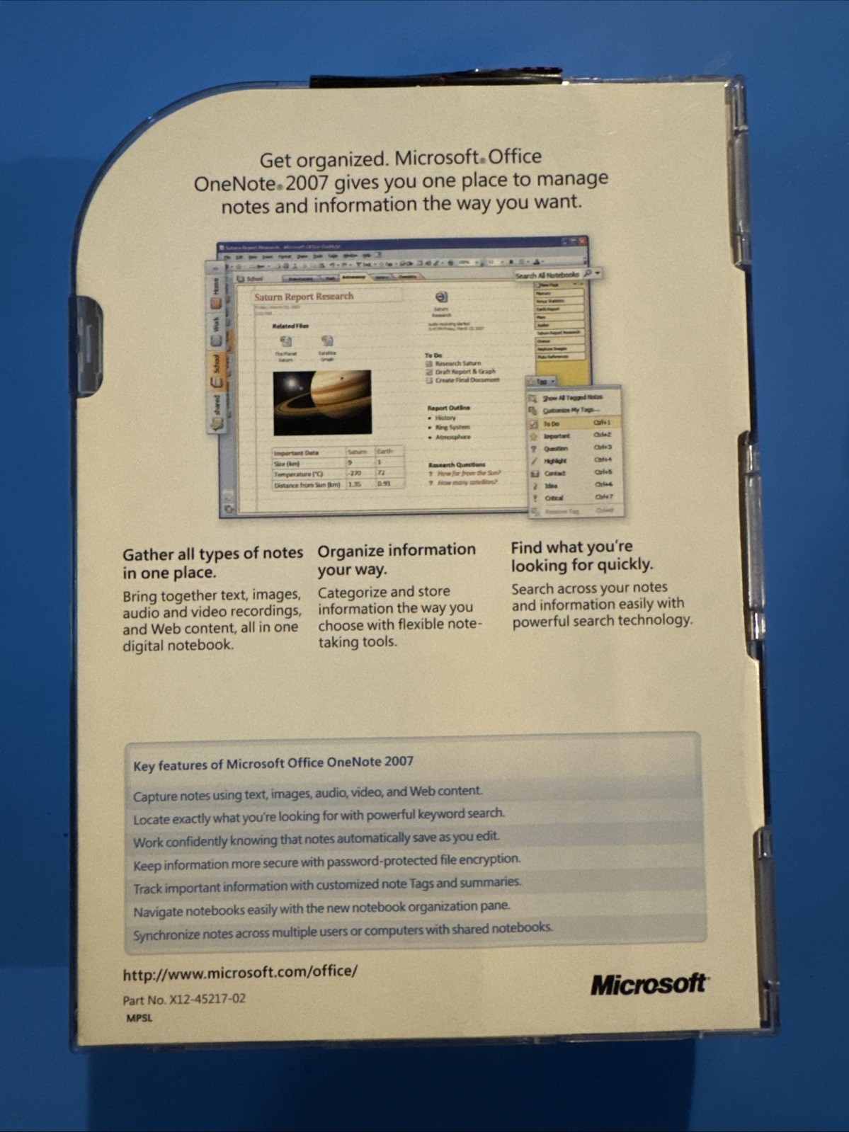 Microsoft Office OneNote 2007 w / Product Key And Disc Only