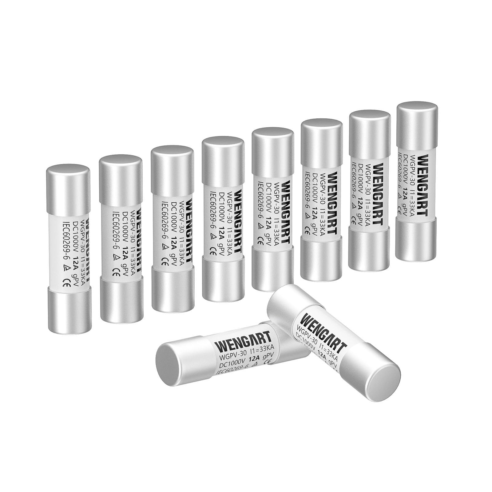 10 Pcs Solar Fuses DC1000V 12Amp 10x38mm Fast Photovoltaic Fuses Solar