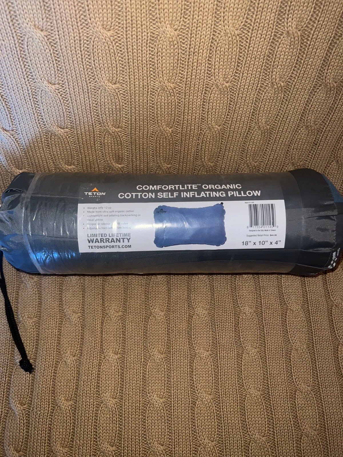 TETON Organic Cotton Self-Inflating Pillow
