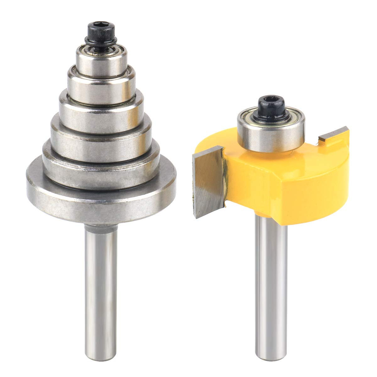 1/4 Inch Shank Rabbet Router Bit with 6 Bearings Set | 1/8", 1/4", 5/16", 3/8",