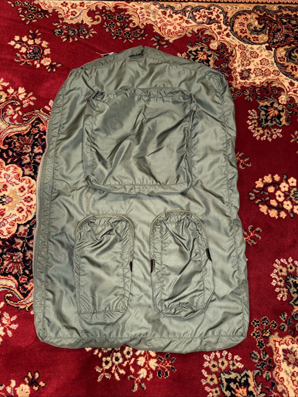 Vintage Garment Bag – U.S. Army Military OD Green + Nylon Travel Case