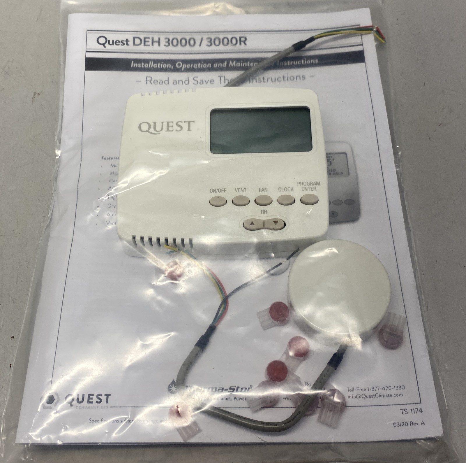 Quest DEH 3000R Digital Control Thermostat With Temperature Sensor