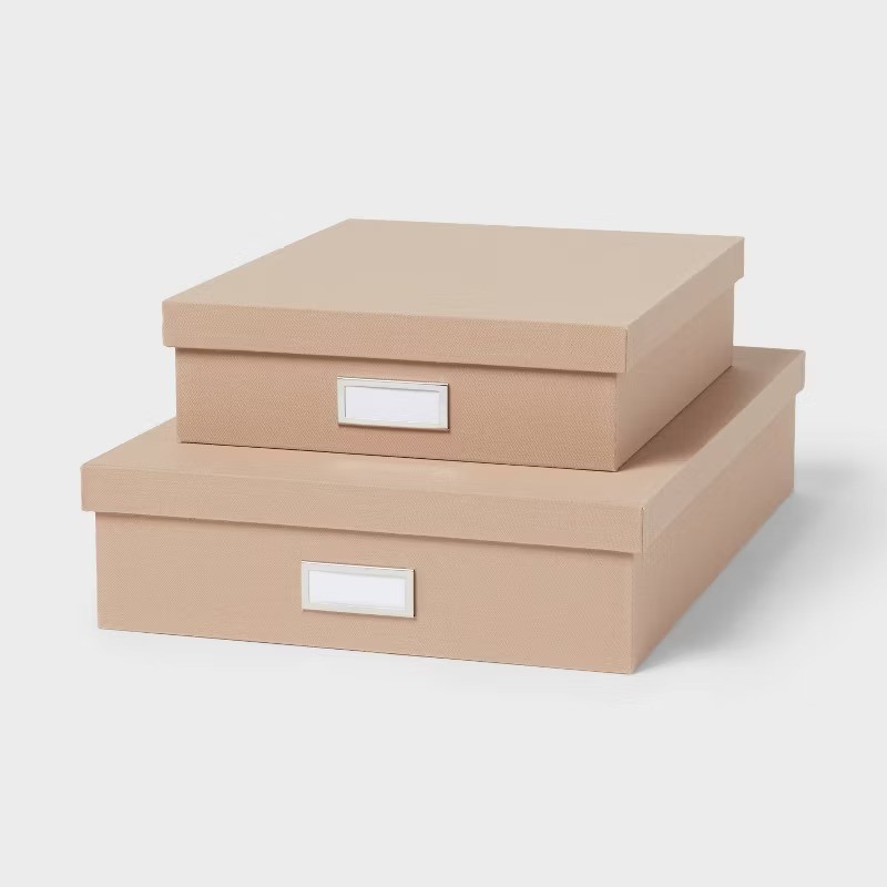 Canvas Storage Bin Set Light BrownDesk & Office Organizers