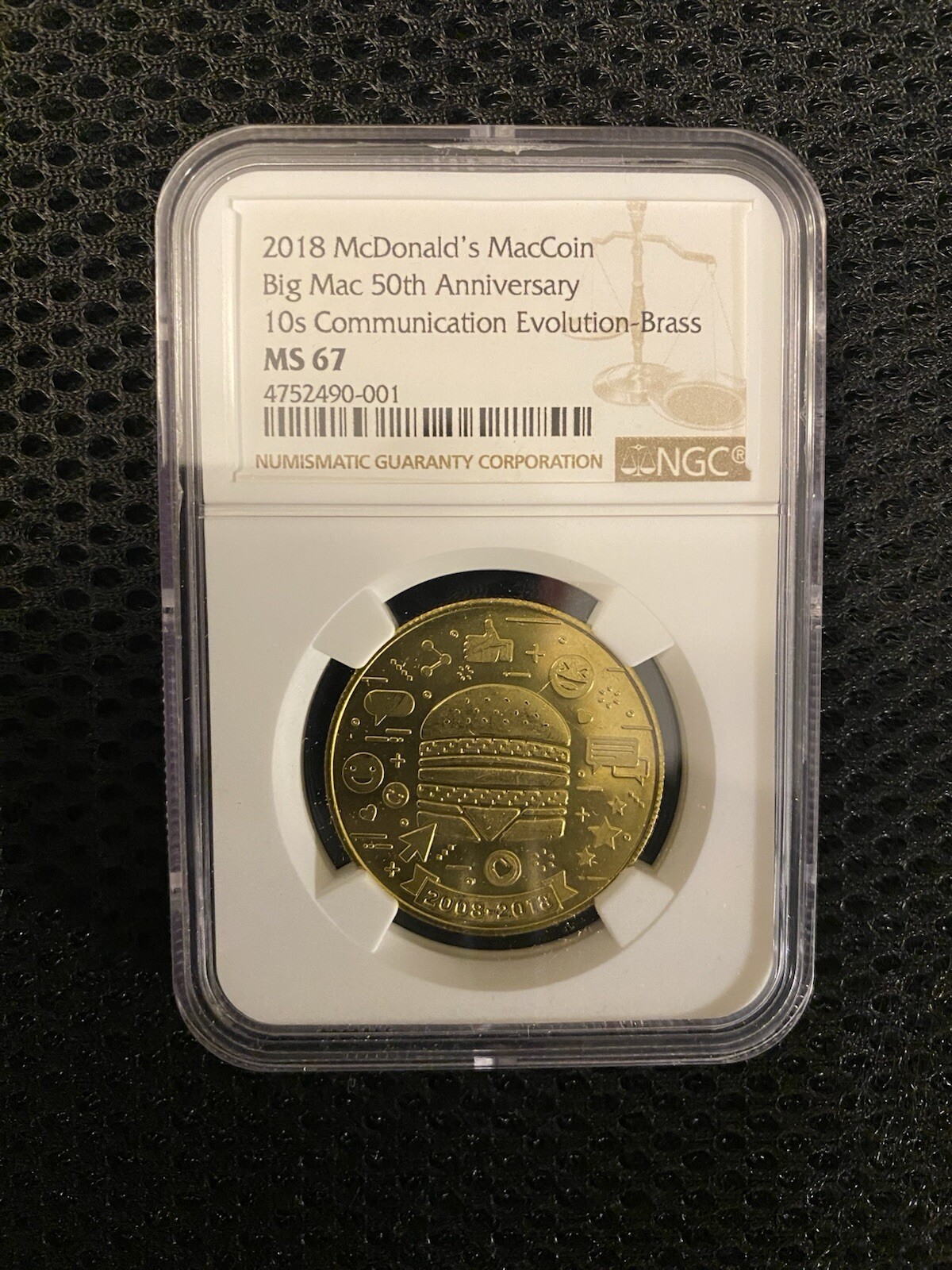 NGC MS 67. 2018 McDonalds 10s Communication Evolution MacCoin Mac Coin
