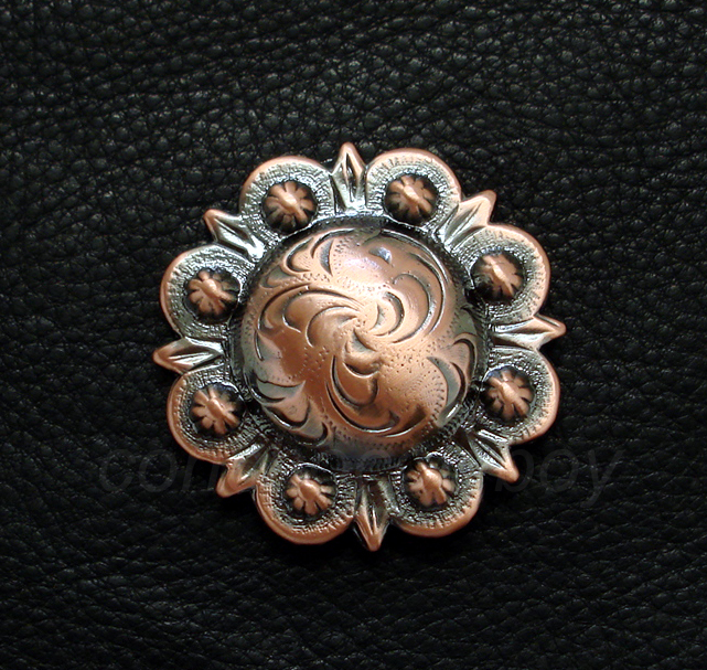 WESTERN HORSE TACK HEADSTALL SADDLE COPPER BERRY CONCHO 1-1/4" screw back