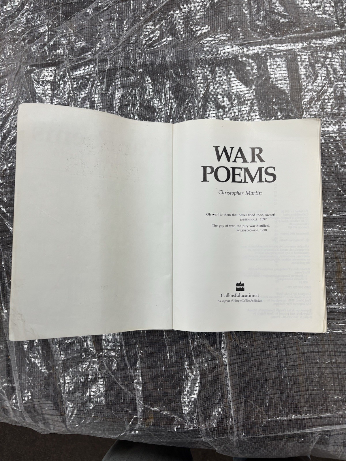War Poems by Christopher Martin (Paperback, 1990)