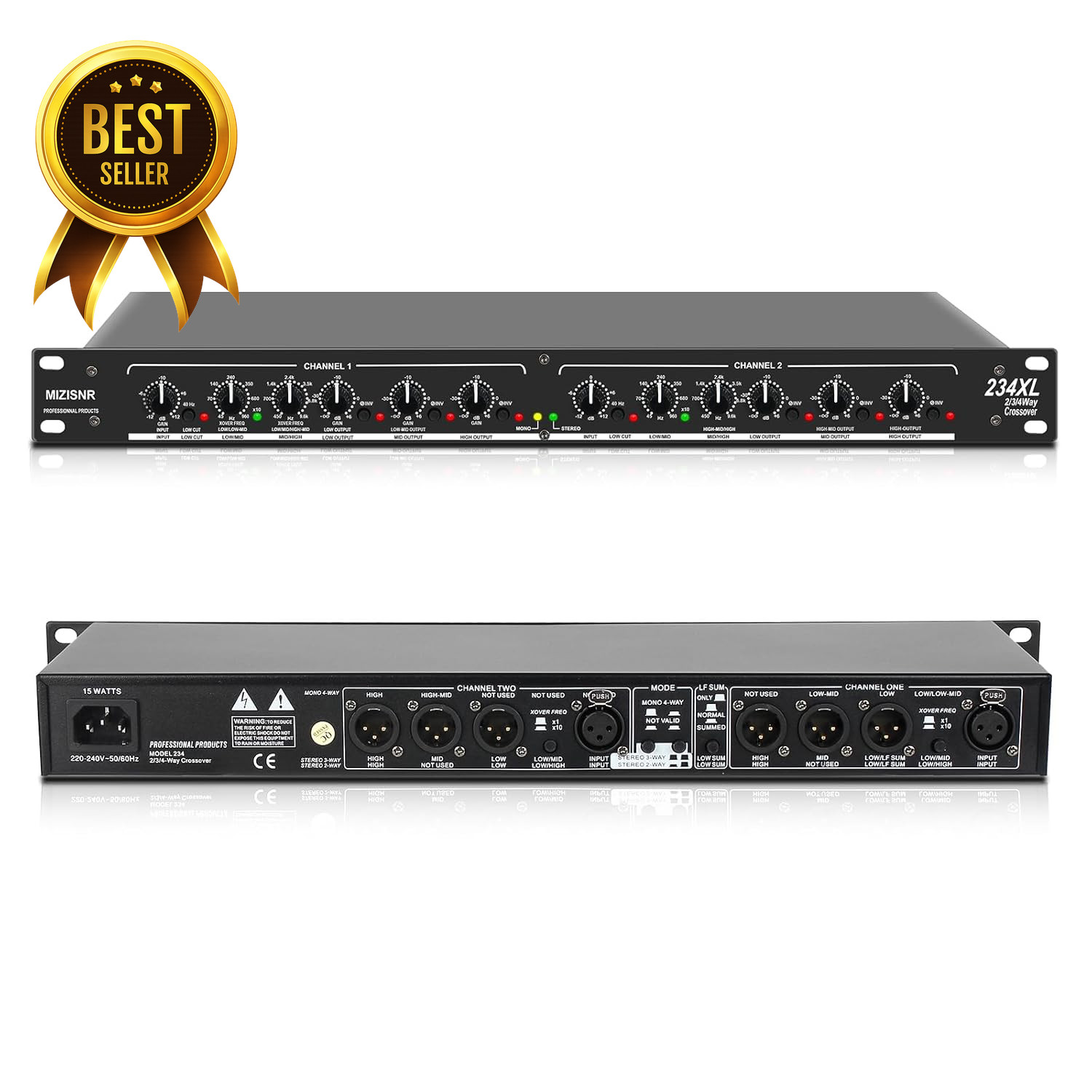 Professional 2 Way 3 Way Stereo and 4 Way Mono Audio Crossover with XLR Inputs a