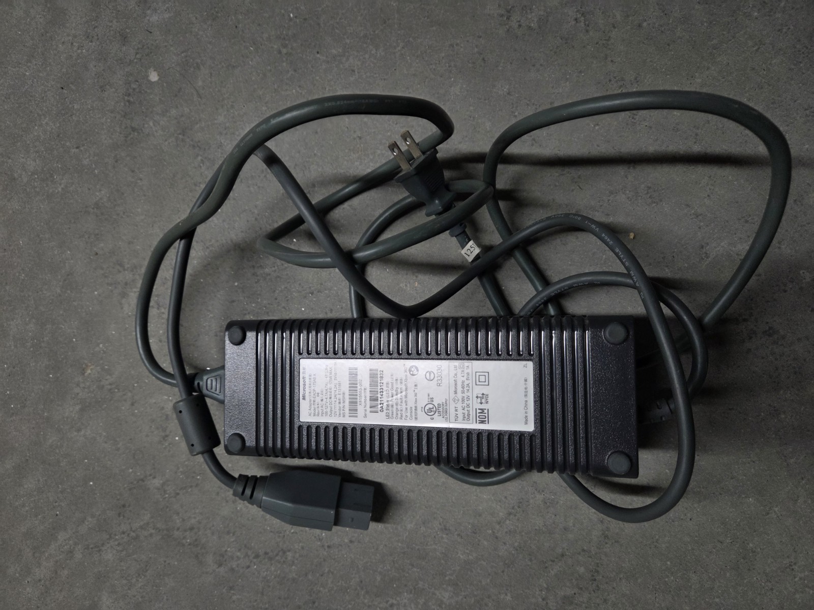 Xbox 360 Power Supply With Cord 175w Falcon Opus *PARTIAL TESTED READ DESC*