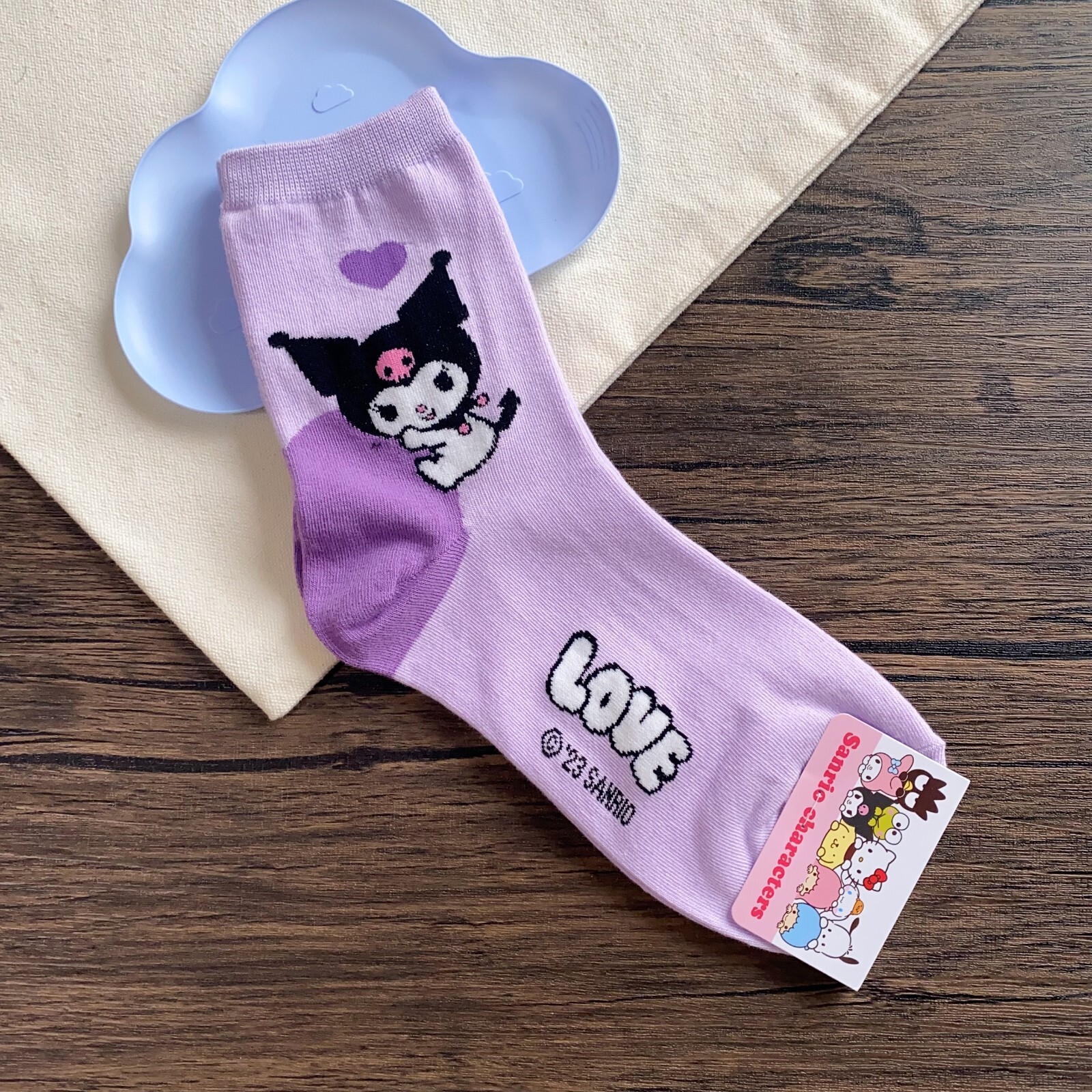 6 Pairs Sanrio Character Big Heart Pattern Half Crew Socks for Women