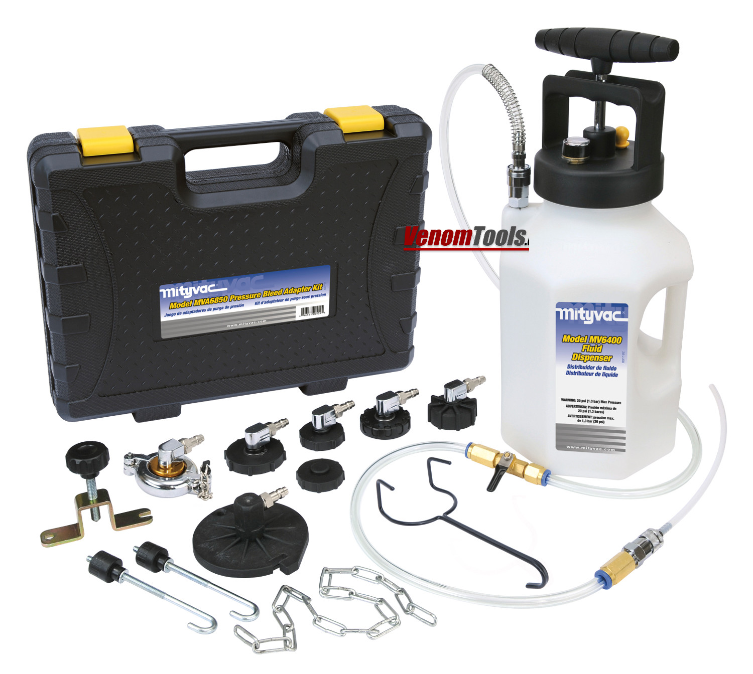 Mityvac MV6840 Pressure Bleed Brake and Clutch Bleeder Kit