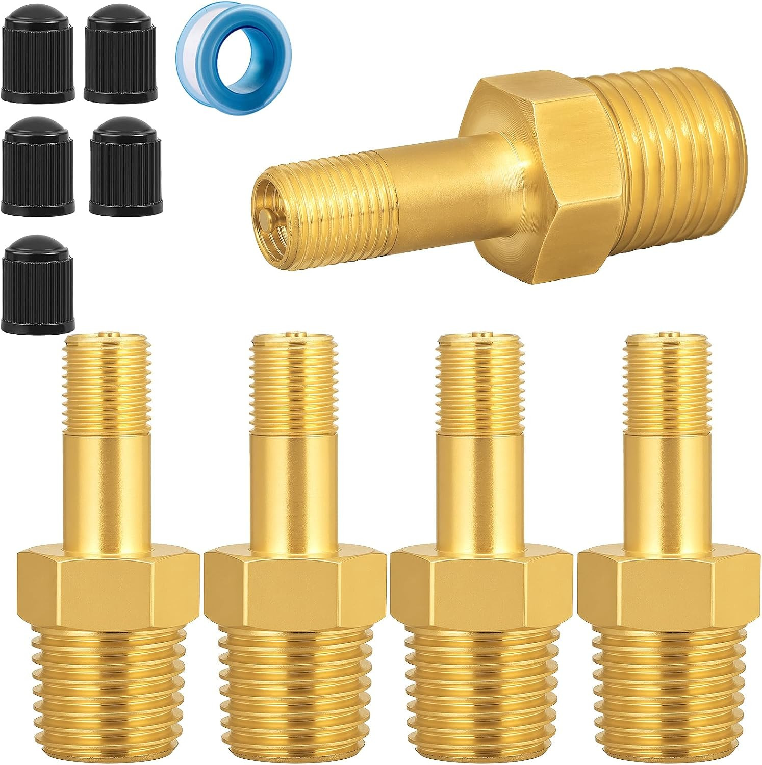 1/4" NPT Tank Valve, Brass Schrader Valve for 1/4 Inch Male National Pipe Thread