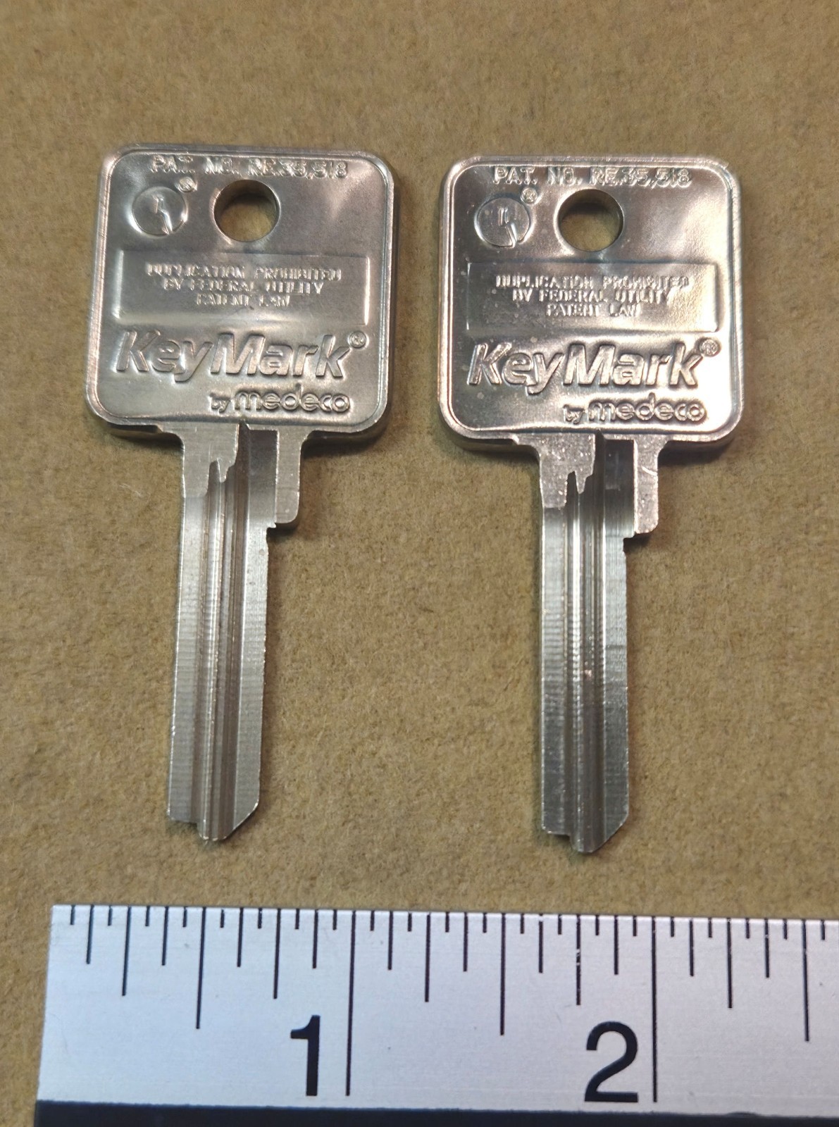 2 x new Medeco blank uncut square headed keys, for 1 price