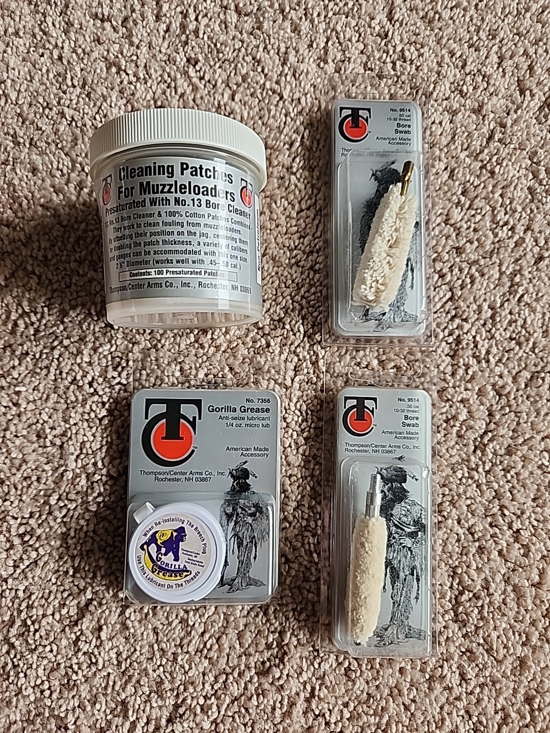 Thompson Center Lot Presaturated Cleaning Patches; Gorilla Grease; Bore Swabs