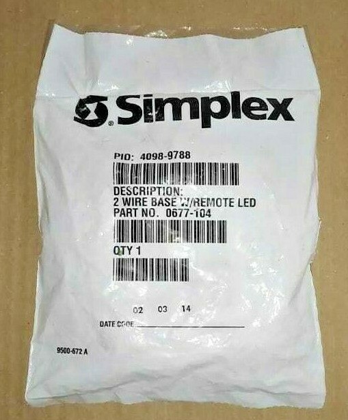 LOT OF 15 PC.  SIMPLEX 4098-9788 2 WIRE BASE W/REMOTE LED