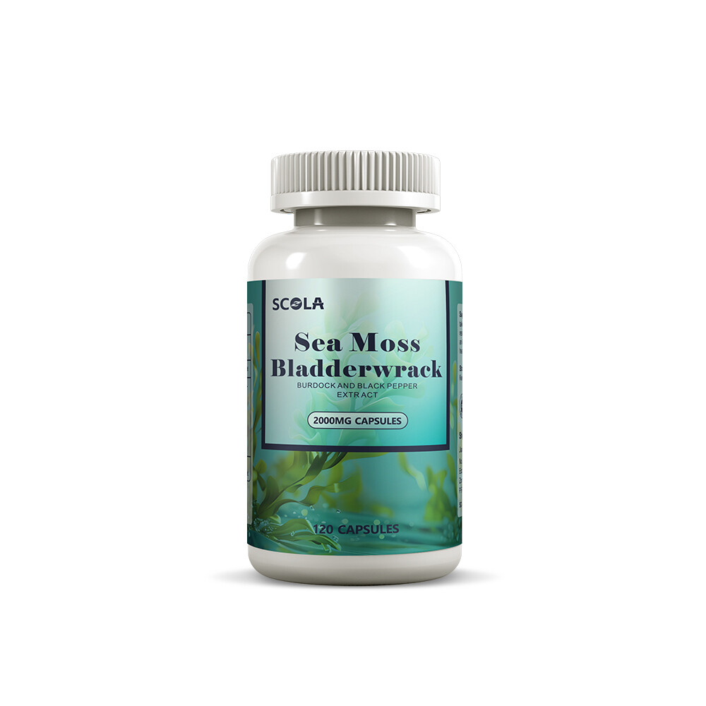 (120 PCS) Irish Sea Moss, Bladderwrack & Burdock, Thyroid, Immune Energy Support