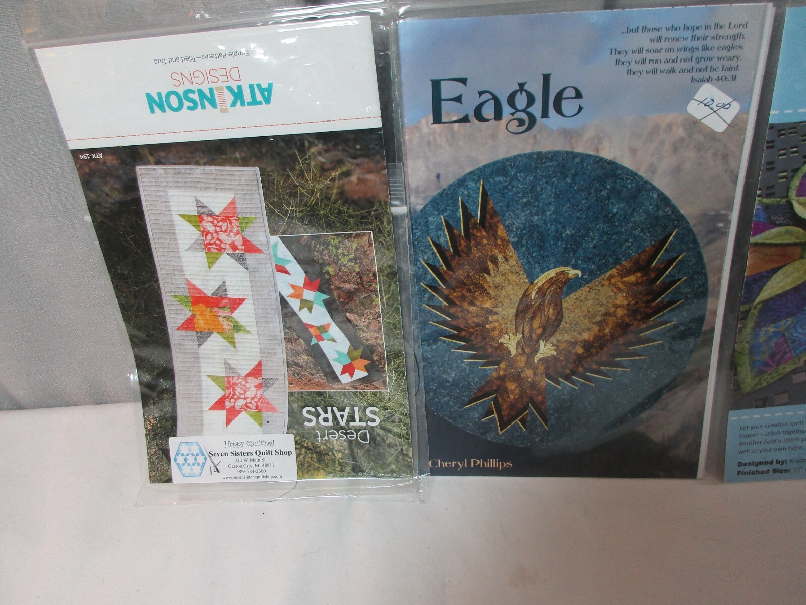 Quilted patterns lot of 4 Desert Stars, Eagle, A Blooming Welxome +