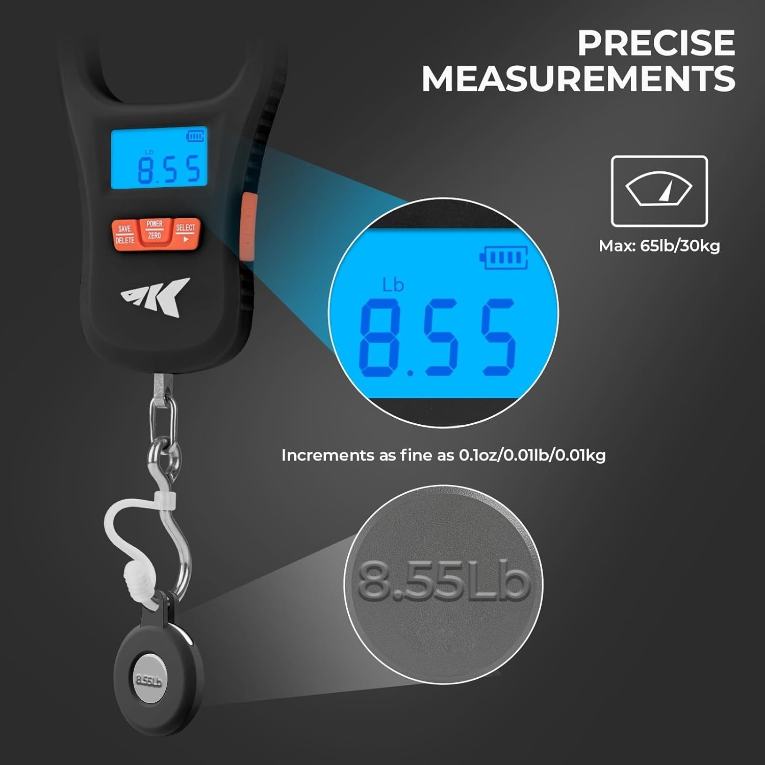 Accurate ToughTide Fishing Scale – 65lb Capacity, Memory Function, Lightweight